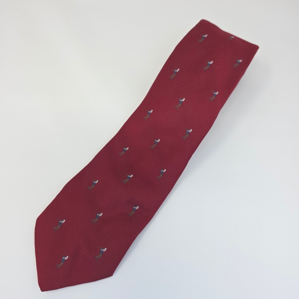 Ralph Marlin Necktie Men OS Burgundy Red Golfer Sports Novelty USA Made Tie